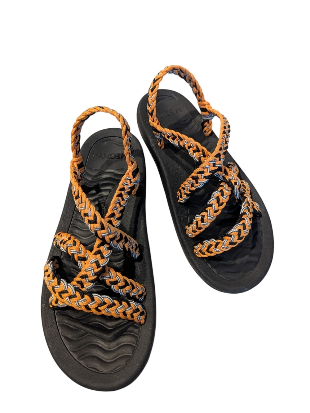 MEGNYA Women's Braided Strap Sandals in Orange and Black